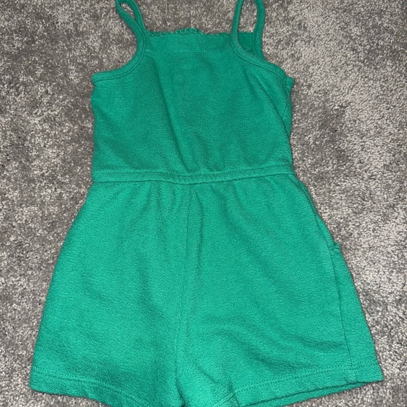 Cat & Jack Terry Romper Green Strawberry Patch – Girls 4T - Picture 4 of 4